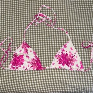 Frankie's Bikinis Pink Floral Bikini Top